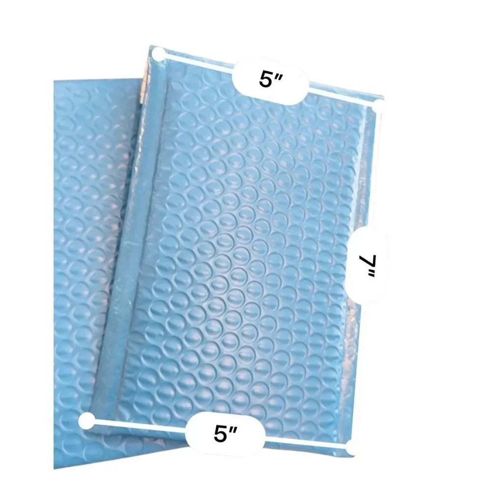 Blue Poly Bubble Padded Envelopes Self-Sealing Mailers 4X8 (Inner 4x7)